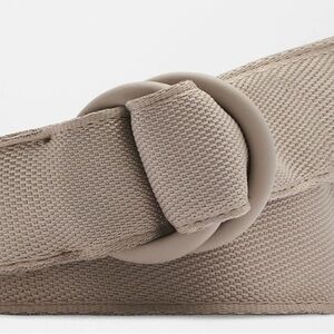 Peter Millar Gray Canvas Belt with Round Buckle